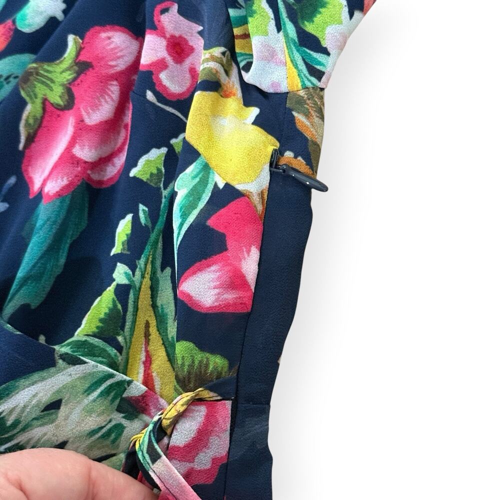 NWT Soft Surroundings Samantha Maxi Dress PM Navy Colorful Floral Faux Wrap $180 - Picture 11 of 14